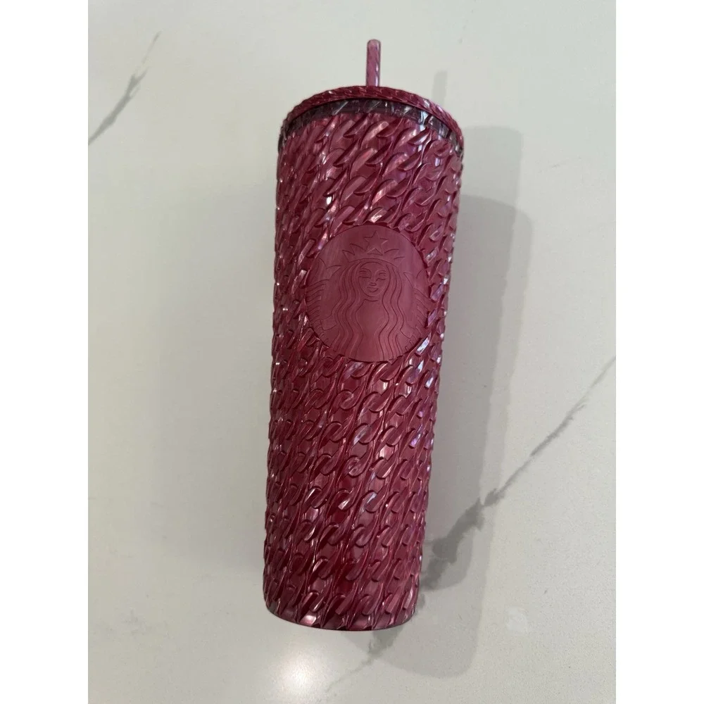 Starbucks Chain Link Cranberry 24 Ounce Venti Tumbler Holiday Edition 2024 Cup